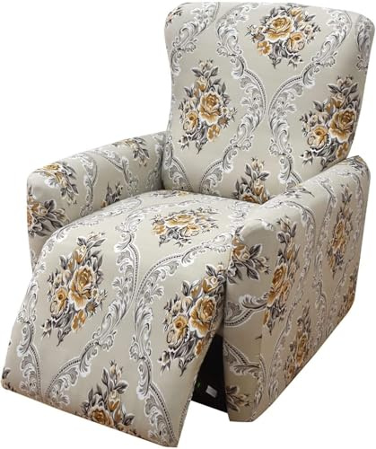 WWQQKJ 4-Pezzi Copripoltrona Relax Reclinabile Universale, Moderna Fodere Copripoltrona Reclinabile 1 Posto Elasticizzato Lavabile Rimovibile,Copertura per Poltrona Reclinabile(Color 15)