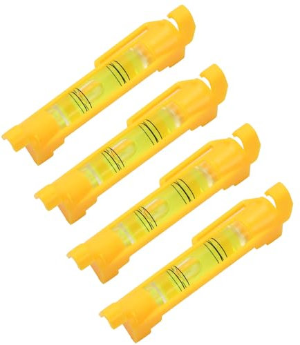 Confezione da 4 Livelle A Corda, Mini Livelle Lineari, Livelle Unidimensionali in ABS e Acrilico per Lavori di Muratura, Lavori Idraulici, Lavori su Grondaie (Giallo)