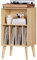 Soporte para tocadiscos, soporte para tocadiscos, puede acomodar hasta 160 álbumes, soporte de almacenamiento de vinilo Mid-Century con patas de madera, estante para tocadiscos, mesa auxiliar natural