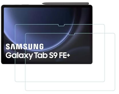Displayschutzfolie für Samsung Galaxy Tab S9 Plus / S9 FE Plus / S7 FE 5G / S8 Plus 12,4 '' gehärtete Glasfolie, 9H Härte, kratzfest, Gehäusefreundlich, blasenfrei (2 Stück)