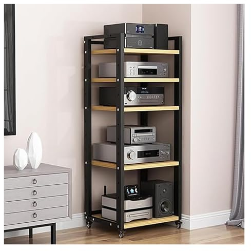 Equipo Hifi Soporte Estante De Almacenamiento De Componentes De Audio De Múltiples Capas, Soporte De Medios De 5 Niveles Con Ruedas, Soporte For Reproductor De Medios AV Con Estantes Ajustables, Sopor