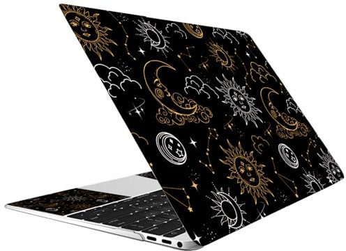 CREATCABIN Black Sun Moon Laptop Skin Sticker Decal Netbook Skin Sticker Notebook Art Decal 12 13 13.3 14 15 15.4 15.6 Inch Laptop Protector Cover Waterproof Scratchproof Removable Easy to Apply