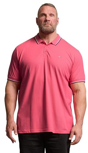 BadRhino Big & Tall Tipped Polo Shirt - Men's - Plus Size Curve Pink