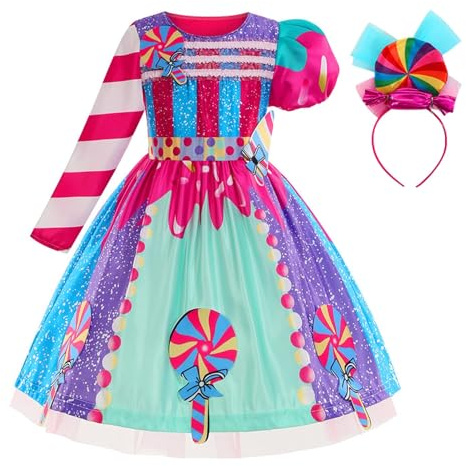 New front Candyland Tutu Dress Up For Girls Lecca-lecca Costume Da Lecca-lecca Per Giochi Di Ruolo Abito da principessa delle caramelle Multicolore,110