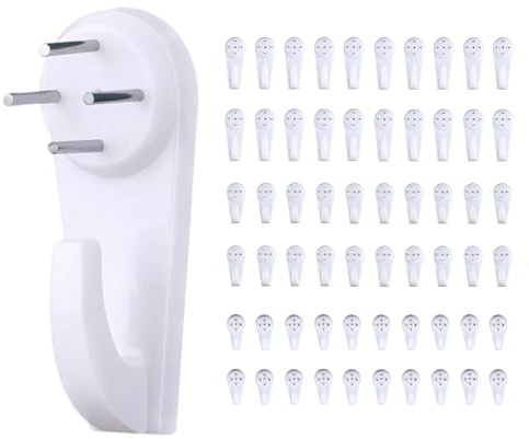 Lovvknd Picture Hook 60Pcs 3 Sizes, Non-Trace Picture Hanging Kit, Frame Hanger Hook with Nails, White Picture Hangers Hooks for Photo Frame, Painting, Mirror, Posters & Home Decor