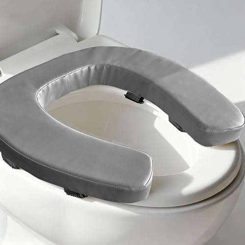Padded Toilet Seat Riser with High-Density Foam, Raised Toilet Seat Cushion for Seniors, Soft Comfort & Easy to Clean, U-Shape Padded Bathroom Attachment for Elongated & Standard Seats
