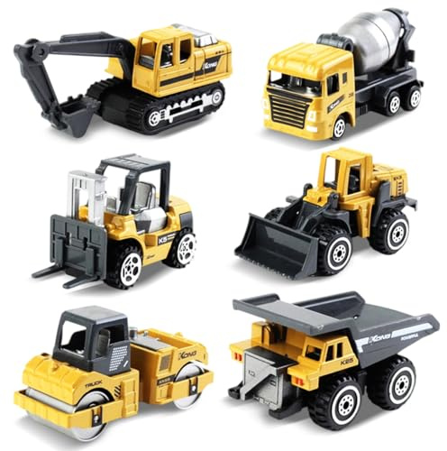 NimblusToy Camion di Costruzione Set, Macchinine Giocattolo, 6 Pezzi Modellini Auto Veicoli, Kit di Modellismo Camion, Giocattolo Colorato Natale Regalo per Bambini