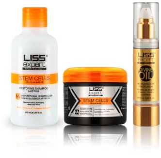 Liss Expert Kit Alisado Células Madre + Divine Oil 50 ml + Shampoo Stem Cells 250 ml – Suavidad Profesional y Control del Frizz