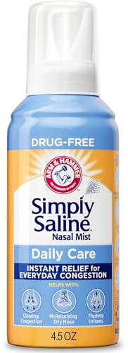 ARM & HAMMER Simply Saline Nasal Care Daily Mist 4.5oz – Instant Relief for Every Day Congestion – One 4.5oz Bottle