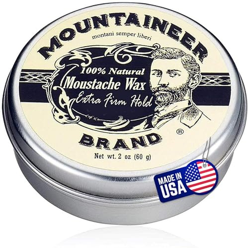 Mountaineer Brand Unscented Natural Mustache Wax | Strong and Extra Firm Hold | Made in West Virginia | Smooths, Conditons, Styles | Organic Moustache Balm | 2oz