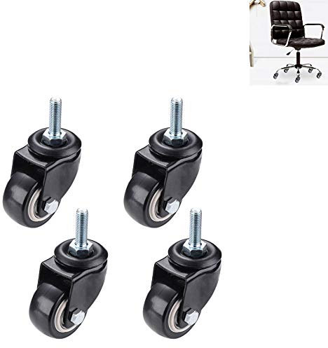 Ruedas giratorias para silla de oficina, 1.5 pulgadas, seguras para todos los suelos, goma protectora de suelo, incluyendo madera dura, reemplazo perfecto para tapete de escritorio, M8 x 25 mm (4)