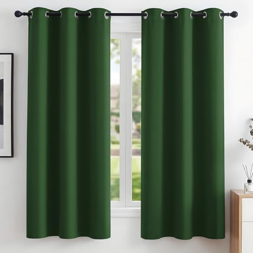 Deconovo Super Soft Blackout Curtains Thermal Insulated Curtains Eyelet Curtains for Baby Nursery Forest Green W42 x L63 Inch One Pair