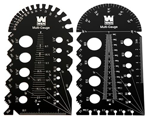 WEN ME210G Metric and Imperial Metal Thread Pitch Multi-Gauge with Carrying Case, Two Pack, Black