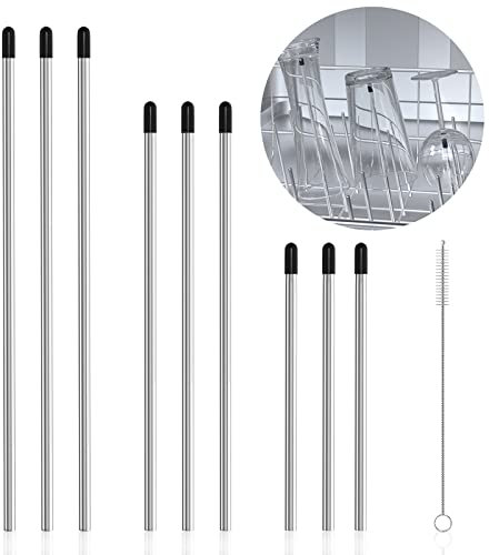 9 Stück Spülmaschineneinsatz kompatibel mit SodaStream Flaschen Edelstahl Flaschenhalter für Spülmaschine für Alle Gängigen Geschirrkorb, mit Silikonkappe, 3 Größen, 27cm, 23cm, 15cm