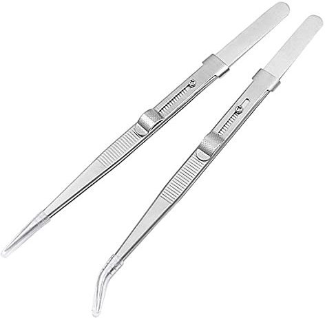 Bestgle 2 stück pinzette set modellbau verstellbare pinzetten mit schloss edelstahl-pinzette reparatur werkzeug für schmuck elektronik und industrie