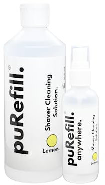 puRefill 600ml Shaver Cleaning Fluid - Spray Bundle Refill Replacement for Cartridges Pods Smart Stations, Cleaner for Electric Shavers Clippers Razors Blades & Trimmers