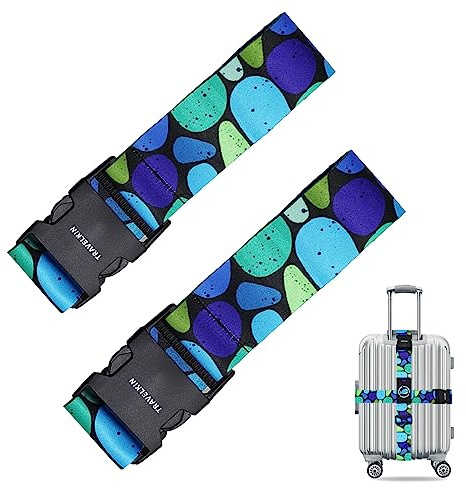 Travel Luggage Straps, Adjustable Luggage Straps for Suitcases, Cross Suitcase Belt with Quick Release Buckle for Luggage Suitcase Baggage