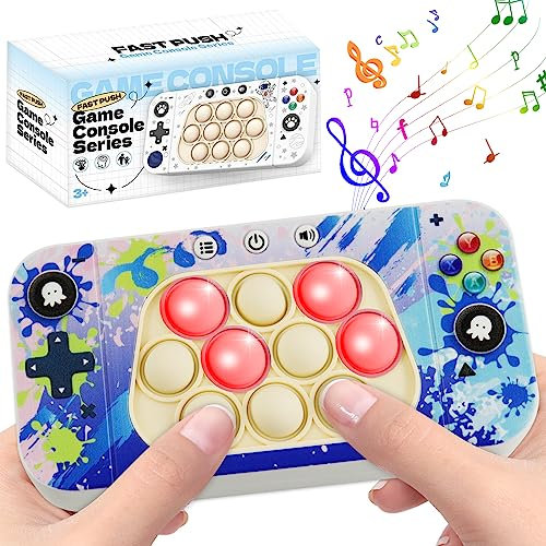 Puzzle Pop-It Spiel,2023 Neu Quick Push Pop-It,Dekompressionsdurchbruch-Puzzle-Spielmaschine,Elektronischer Whack Mole Spiel,Pop-It Pro Light Up Game,Pop It Fidget Spielzeug (B-Blau)