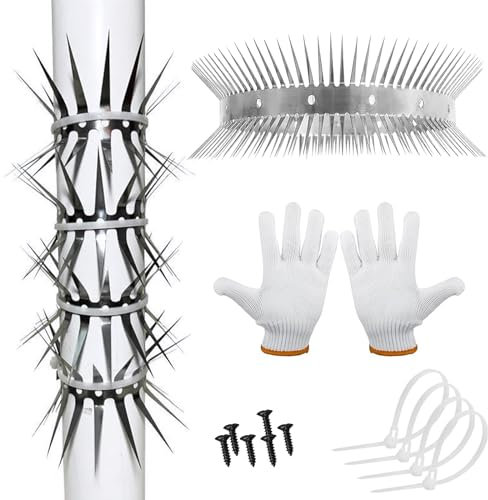 Protección Contra Martas,Repelente de Martas Hecho de Acero Inoxidable,Ahuyentador de martas,Tiras de Pinchos para Proteger Las Plantas,Acero inoxidable de 100 mm,para el hogar, canalón y árbol