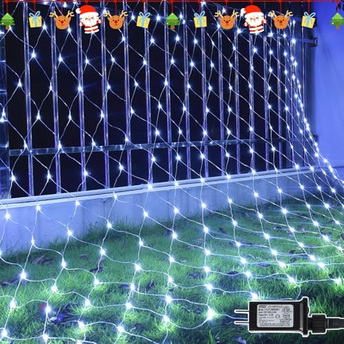 LJLNION Ghirlanda di luci a rete di Natale, 360 LED, 3,7 x 1,5 m, collegabile, 8 modalità, adattatore sicuro a bassa tensione, per alberi di Natale, cespugli, matrimoni, decorazioni da giardino per