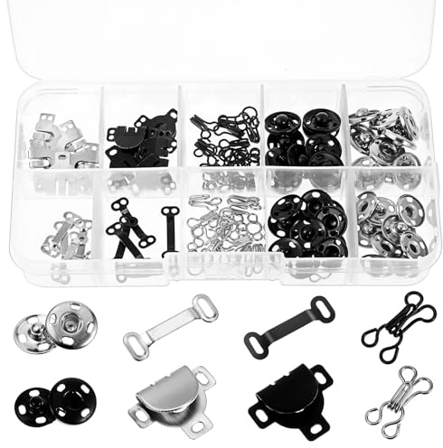 Giantree Set med 100 st sömnadskrokar och öglor, 3 stilar, krok- och ögonförslutningar för kläder, sömnad, metallknappar, fästning, tryck för kjolbyxor, behå, klänning, sömnad, gör-det-själv hantverk