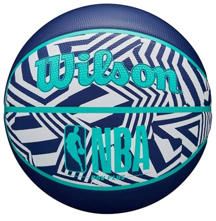 Wilson NBA DRV Plus Dazzle Camo Basketball, Strapazierfähige Hülle für optimale Lufterhaltung, NBA Elite Nähte, Für die Nutzung auf verschiedenen Untergründen, Farbe: Indigo, Größe: 6
