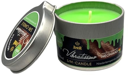 VIBRATISSIMO S/M Candle Neon Green 50 ml | Låg temperatur ljus | luktfritt ljusvax | droppljus för erotiska spel