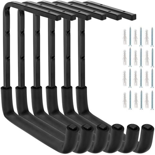 Locawaya Garagenhaken zur Deckenmontage, Überkopfgaragen-Aufbewahrungsregal, Leiteraufhänger für Holz-Fahrradwerkzeuge (24,9 x 32,6 cm) (6)