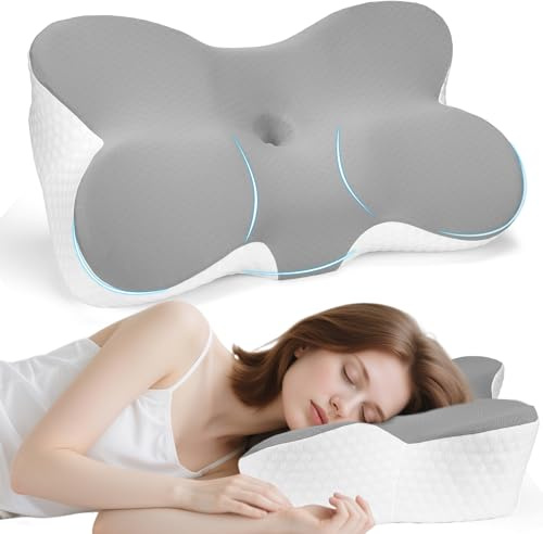GOXIFACA Memory Foam Orthopedic Pillow - Ergonomic Cervical Support for Shoulder Pain Relief, Head & Neck Alignment, Side/Back/Stomach Sleeper Friendly, Removable Washable Cover