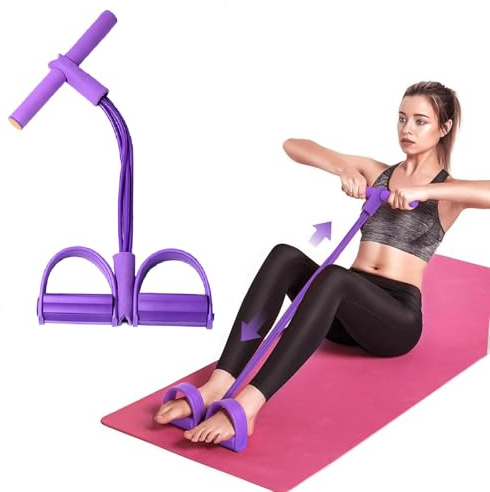 2025 New 21 Fitness Resistance Bands, 4 Tube Pedal Ankle Puller, Stretch Bands for Exercise & Sit Up Training, for Abdominal Waist Arm Leg Body Training, Sit Up Exercise Pilates Equipments