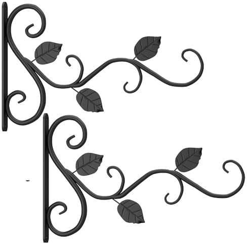 Kaxich ﻿Lot de 2 Crochets Muraux de 25 cm pour Suspension de Fleurs, Supports de Panier Suspendu pour intérieur et extérieur, Crochets de Suspension en Métal pour Plantes, Lanternes, Carillons, Mangeo
