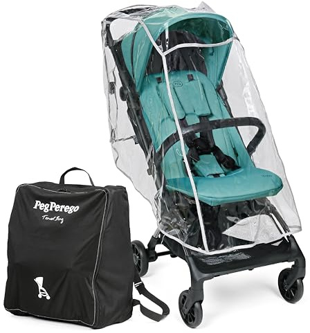 Peg Perego Passeggino Leggero Volo con Parapioggia, per Aereo, Compatto, Omologato per Cappelliera, Misure Bagaglio a Mano, Adatto dalla Nascita fino a 22 kg, Include Borsa da Viaggio, Tahiti