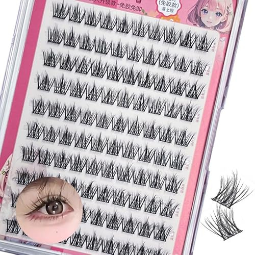 SanKristo 100 Unidades de Pestanas Postizas Pre Glue, Pestañas Postizas Individuales Naturales 5D, Kit de Extensión Lash Diy, Pestañas Autoadhesivas Con Rizo C Espeso Y Esponjoso, 12 Mm