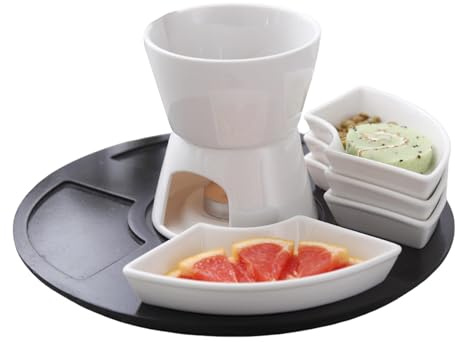 Set Fonduta di Cioccolato | Pentino Ceramica per Caramello Fuso - Ciotola Fondente Cioccolato per Cene Romantiche Raduni Festivi Matrimoni Picnic Buffet Formaggio Amanti Dessert Casa