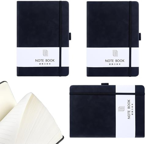 SGYKJ Confezione da 3 quaderni A6, quaderno piccolo, quaderno tascabile con chiusura elastica e portapenne, blocco note, quaderni tascabili da 200 pagine ciascuno per studio e lavoro d'ufficio