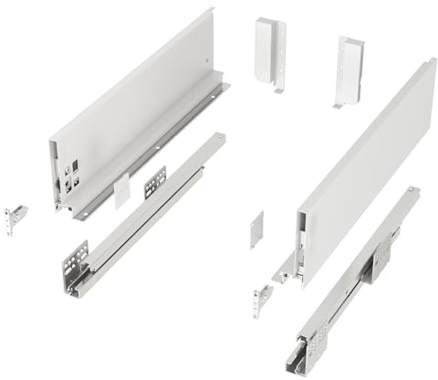 Système de tiroirs JUNKER-SLIM, blanc, hauteur : 116 mm, profondeur : 550 mm, capacité de charge jusqu’à 40 kg, tiroir de cuisine à fermeture amortie