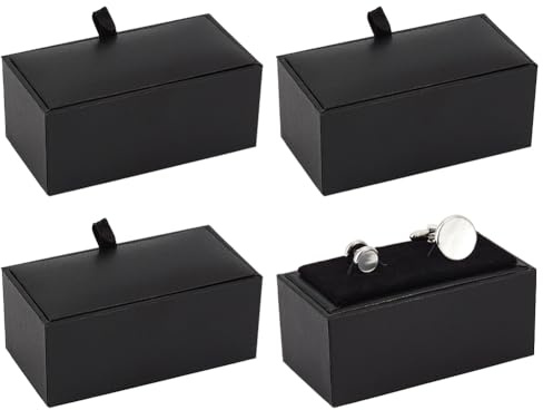 PH PandaHall Paquete de 4 gemelos abatibles para gemelos, caja de regalo de terciopelo, organizador de almacenamiento de joyas para mujeres y hombres, día del padre, aniversario, cumpleaños, regalo de