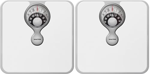 Salter 484 WHDR Báscula Mecánico De Baño, Báscula de peso corporal de fácil lectura con lente de aumento, Plataforma Con Capacidad Máxima De 133kg, Lente De Aumento Incluido, Sin Pilas, Mide En Kg/lb