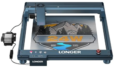 LONGER Laser B1 Laser gravyrmaskin, 20 W lasergravyrmaskin med bil Air Assist, 3 6 000 mm/min höghastighets-laserfräs, 450 × 440 mm arbetsyta för trä, akryl, läder, glas och metall