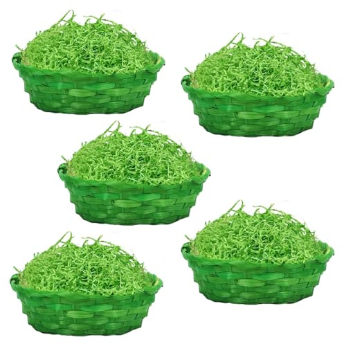 4 cestini pasquali, 100 g, verde erba pasquale da riempire, cestini per uova di Pasqua, cesti di vimini, pasquale, cestino regalo di Pasqua, nido di Pasqua, decorazione per bambini (4 pezzi)