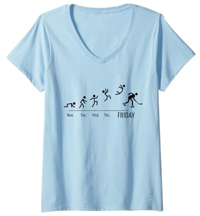 Femme Hockey sur roulettes Weekend Roller-Hockey Inlinehockey T-Shirt avec Col en V