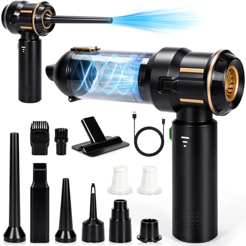 SERIONR Aspirabriciole Senza Fili,26000Pa Aspirapolvere Auto,Mini Aspirapolvere Portatile,Potente Aspiratore e Soffiatore 4 in 1 con Motore Brushless per Auto,Casa,Ufficio,Peli di Animali Domestici