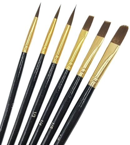 XBTGS Juego de 6 pinceles con cerdas de nailon para acuarela y juego de pinceles de pintura al óleo de acuarela, D como se muestra, D como se muestra