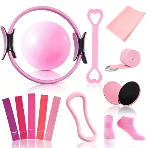 Pilates Essential Kit 15 Pcs Kit Pilates Completo x Casa Set Pilates Donna Attrezzi per Domestiche per La Palestra Familiare