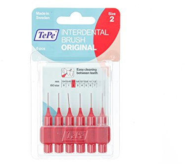 TEPE 0.5mm Interdent Red Brushes, 6 Count ( Pack of 1)