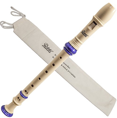 Paititi Soprano Recorder 8-Hole With Cleaning Rod + Carrying Bag, CreamyBlue Color, Key of C