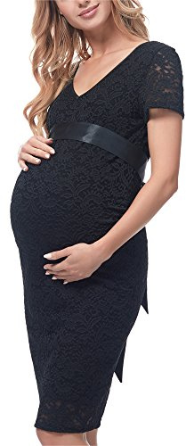 Be Mammy Mammaklänning för Dam Kortärmad med Omvårdnadsfunktion BE20-172 (Svarta Prickar, XXL)