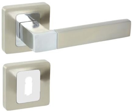 Domino ERIS QR M6/M9 Ensemble de Poignées Pour Serrure à Clé BB | Rosace Carrée | Pour Porte de Chambre, Bureau, Cave et Intérieure | Ferrures