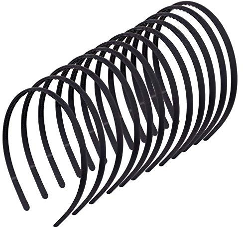 Kunststoff Stirnband 12 Stück Einfach Haarreife mit Anti-Rutsch Zähne DIY Haarschmuck Haarbänder für Frauen und Mädchen, Breite 8 mm Schwarz