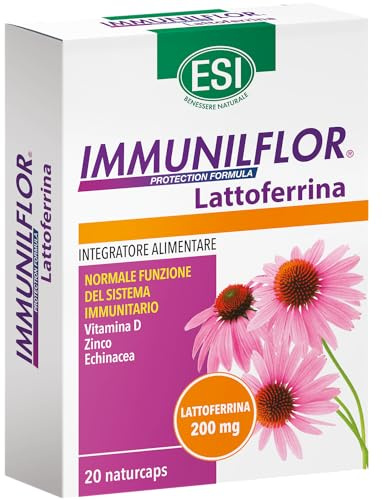 ESI - Immuniflor Lattoferrina, Integratore Alimentare con Vitamina D e Zinco, Favorisce le Difese Immunitarie Contro le Aggressioni della Stagione Invernale, Senza Glutine, 20 Naturcaps